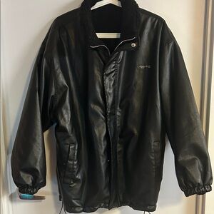 Vintage reversible faux leather bomber jacket/sherpa coat | oversized